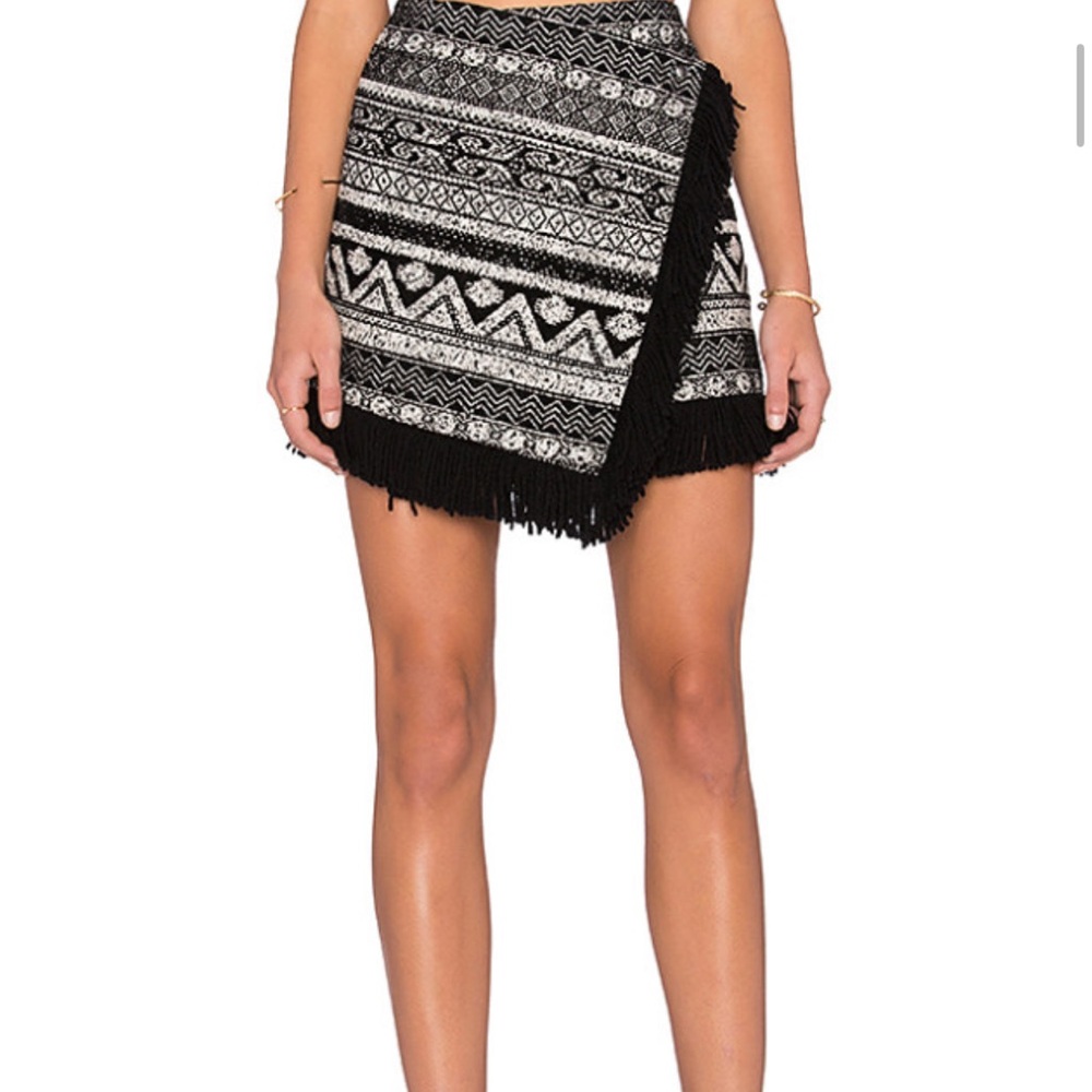 1. State Black and White Fringe Mini Skirt NWT Sz Small